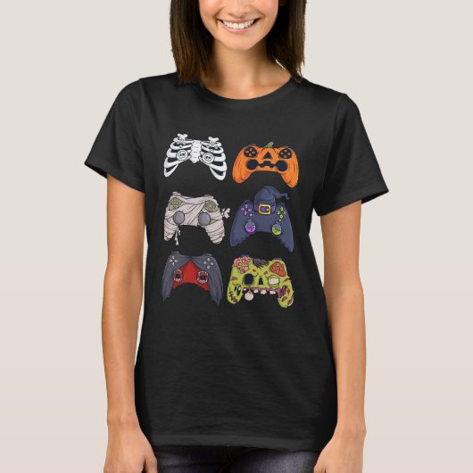 Halloween Skeleton Zombie Gaming Controller Mummy T-Shirt (Vorderseite)