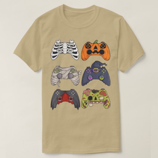 Halloween Skeleton Zombie Gaming Controller Mummy T-Shirt (Design vorne)