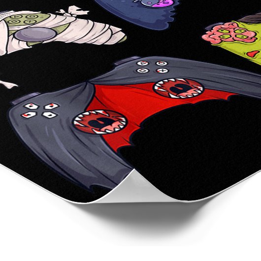 Halloween Skeleton Zombie Gaming Controllers Mummy Poster (Ecke)