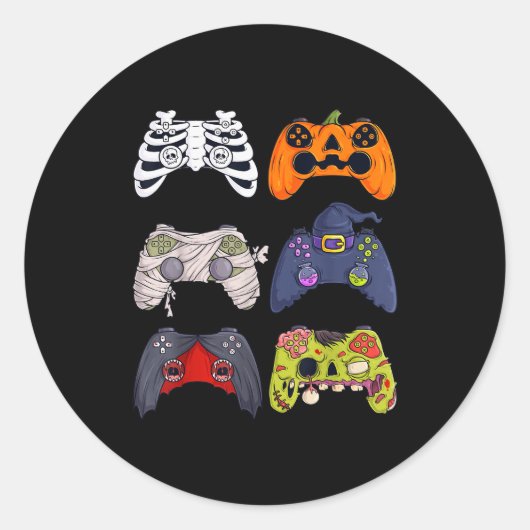 Halloween Skeleton Zombie Gaming Controllers Mummy Runder Aufkleber (Vorderseite)