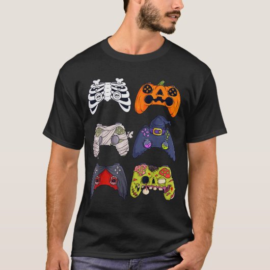 Halloween Skeleton Zombie Gaming Controllers Mummy T-Shirt (Vorderseite)