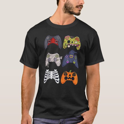 Halloween Skeleton Zombie Gaming Controllers Mummy T-Shirt (Vorderseite)