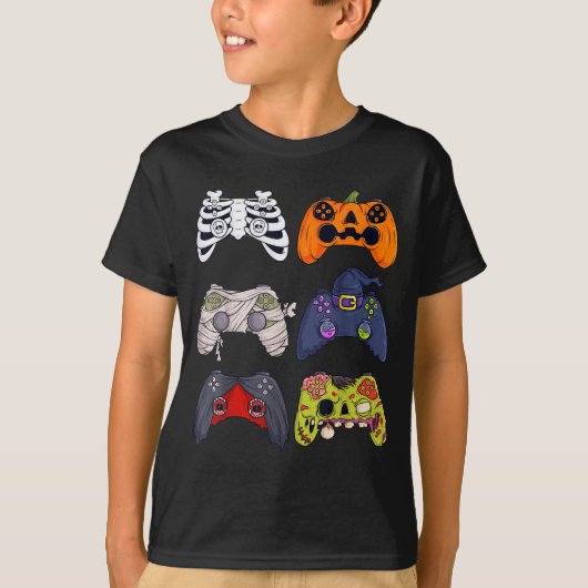 Halloween Skeleton Zombie Gaming Controllers Mummy T-Shirt (Vorderseite)