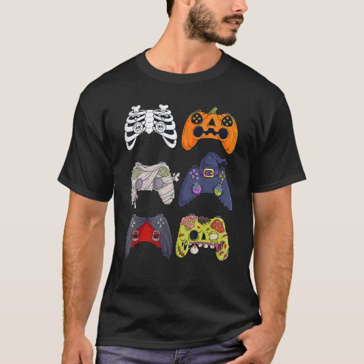 Halloween Skeleton Zombie Gaming Controllers Mummy T-Shirt (Vorderseite)
