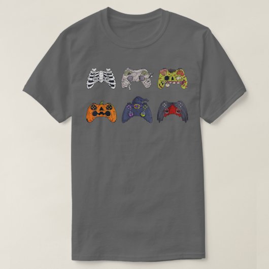 Halloween Skeleton Zombie Gaming Controllers Mummy T-Shirt (Design vorne)