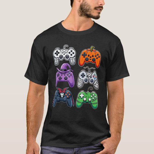 Halloween Skeleton Zombie Gaming Controllers Mummy T-Shirt (Vorderseite)