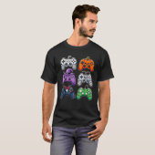 Halloween Skeleton Zombie Gaming Controllers Mummy T-Shirt (Vorne ganz)