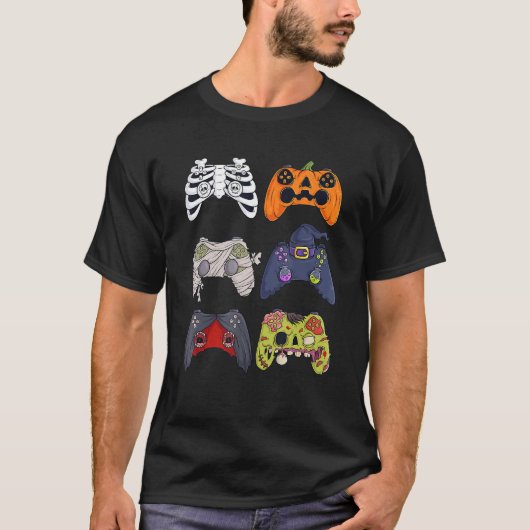 Halloween Skeleton Zombie Gaming Controllers Mummy T-Shirt (Vorderseite)