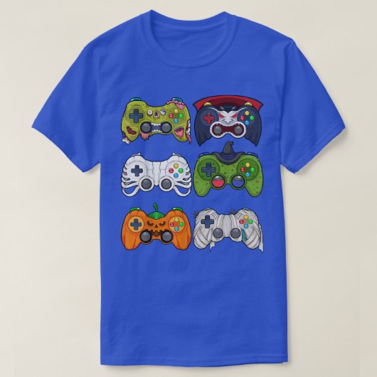 Halloween Skeleton Zombie Gaming Controllers Mummy T-Shirt (Design vorne)