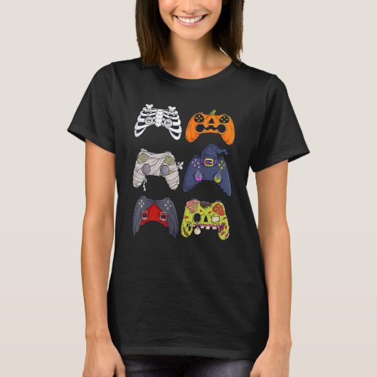 Halloween Skeleton Zombie Gaming Controllers Mummy T-Shirt (Vorderseite)
