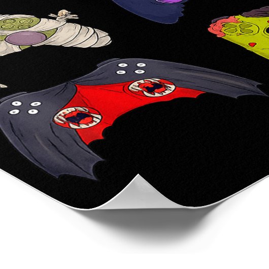 Halloween Skeleton Zombie Gaming Controllers  Poster (Ecke)