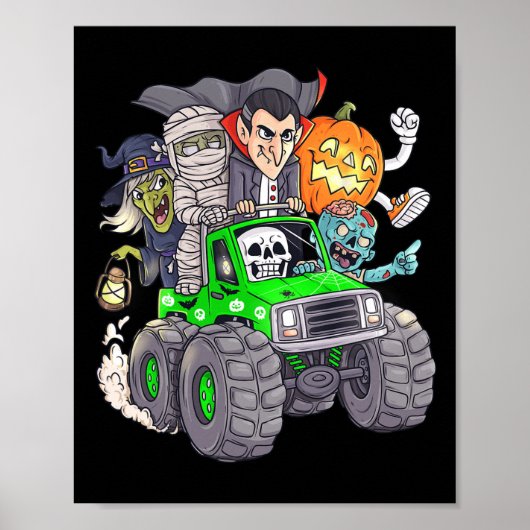 Halloween Skeleton Zombie Monster Truck Vampire Bo Poster (Vorne)