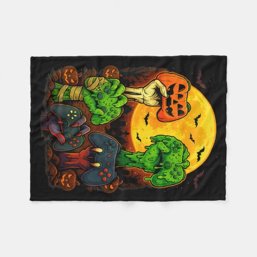 Halloween Skeleton Zombie Mummy Gaming Controller  Fleecedecke (Vorderseite (Horizontal))
