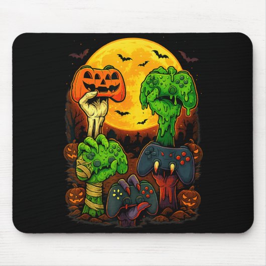 Halloween Skeleton Zombie Mummy Gaming Controller Mousepad (Vorne)