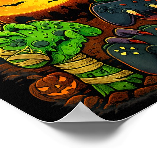 Halloween Skeleton Zombie Mummy Gaming Controller Poster (Ecke)