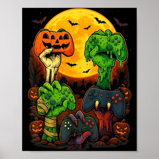 Halloween Skeleton Zombie Mummy Gaming Controller  Poster (Vorne)