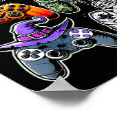 Halloween Skeleton Zombie Mummy Gaming Controller Poster (Ecke)