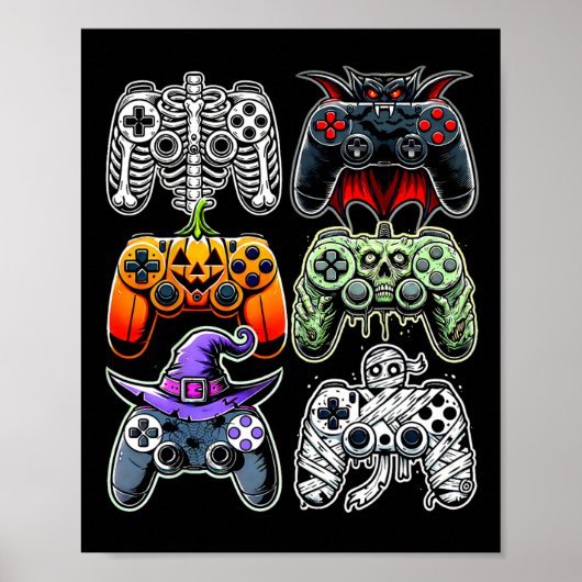 Halloween Skeleton Zombie Mummy Gaming Controller Poster (Vorne)