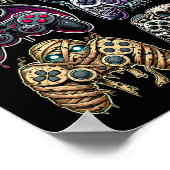 Halloween Skeleton Zombie Mummy Gaming Controller Poster (Ecke)