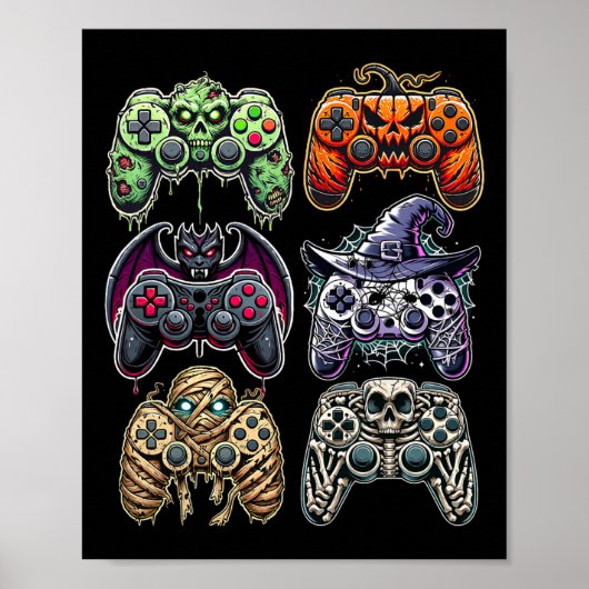 Halloween Skeleton Zombie Mummy Gaming Controller Poster (Vorne)