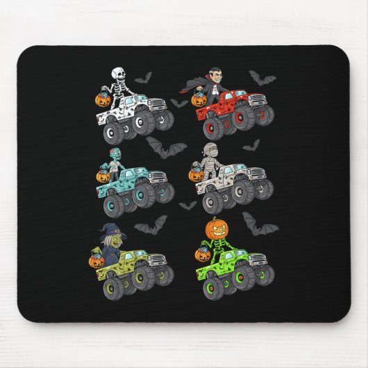 Halloween Skeleton Zombie Riding Monster Truck Vam Mousepad (Vorne)