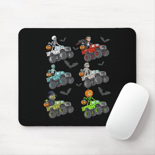 Halloween Skeleton Zombie Riding Monster Truck Vam Mousepad (Mit Mouse)