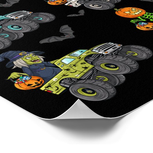 Halloween Skeleton Zombie Riding Monster Truck Vam Poster (Ecke)