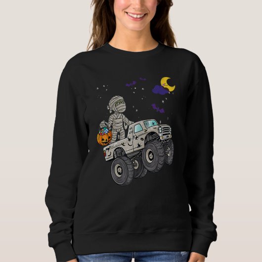Halloween Skeleton Zombie Riding Monster Truck Vam Sweatshirt (Vorderseite)