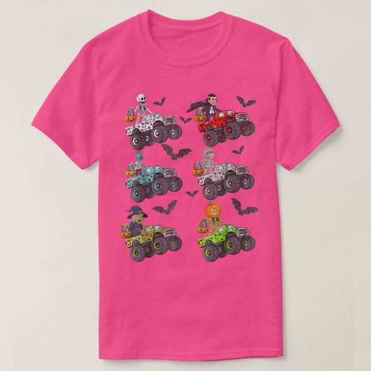 Halloween Skeleton Zombie Riding Monster Truck Vam T-Shirt (Design vorne)