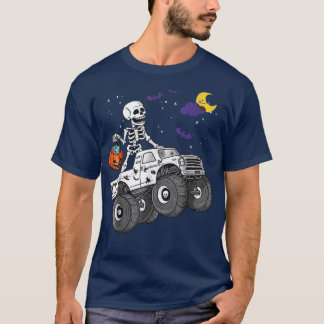 Halloween Skeleton Zombie Riding Monster Truck Vam T-Shirt