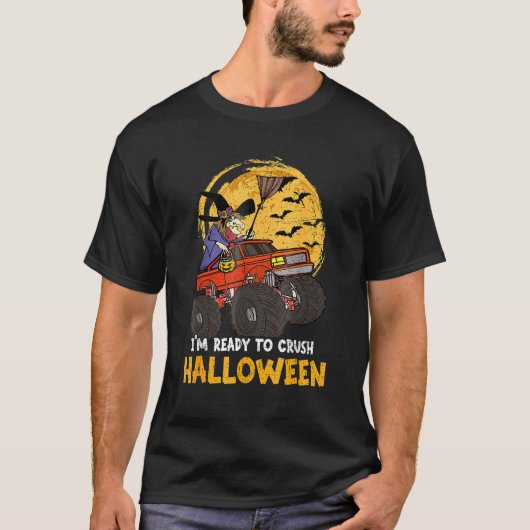 Halloween Skeleton Zombie Riding Monster Truck Vam T-Shirt (Vorderseite)