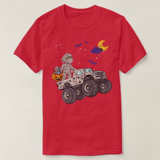 Halloween Skeleton Zombie Riding Monster Truck Vam T-Shirt (Design vorne)