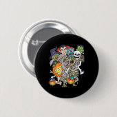 Halloween Skeleton Zombie Riding Mummy T Rex Funny Button (Vorne & Hinten)