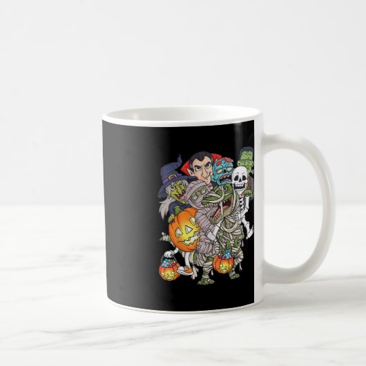 Halloween Skeleton Zombie Riding Mummy T Rex Funny Kaffeetasse (Rechts)