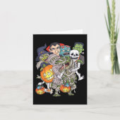 Halloween Skeleton Zombie Riding Mummy T Rex Funny Karte (Vorderseite)