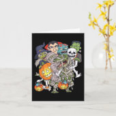 Halloween Skeleton Zombie Riding Mummy T Rex Funny Karte (Gelbe Blume)