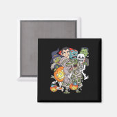 Halloween Skeleton Zombie Riding Mummy T Rex Funny Magnet (Vorderseite/Rückseite)