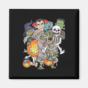 Halloween Skeleton Zombie Riding Mummy T Rex Funny Magnet