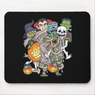 Halloween Skeleton Zombie Riding Mummy T Rex Funny Mousepad