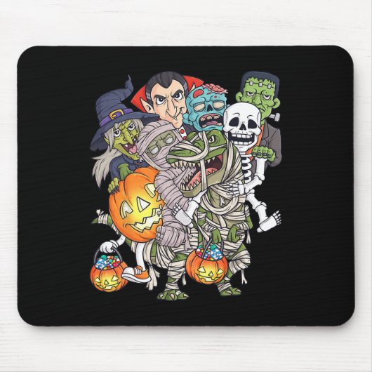 Halloween Skeleton Zombie Riding Mummy T Rex Funny Mousepad (Vorne)