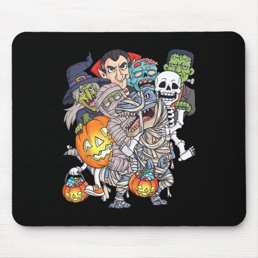 Halloween Skeleton Zombie Riding Mummy T Rex Funny Mousepad (Vorne)
