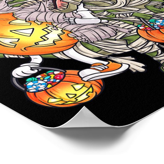 Halloween Skeleton Zombie Riding Mummy T Rex Funny Poster (Ecke)