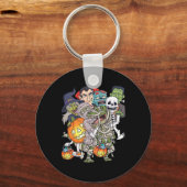 Halloween Skeleton Zombie Riding Mummy T Rex Funny Schlüsselanhänger (Vorderseite)