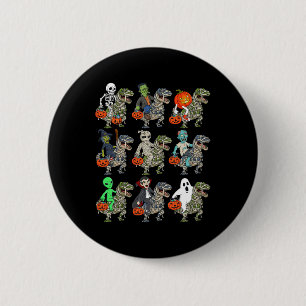 Halloween Skeleton Zombie Riding Mummy T Rex Vampi Button