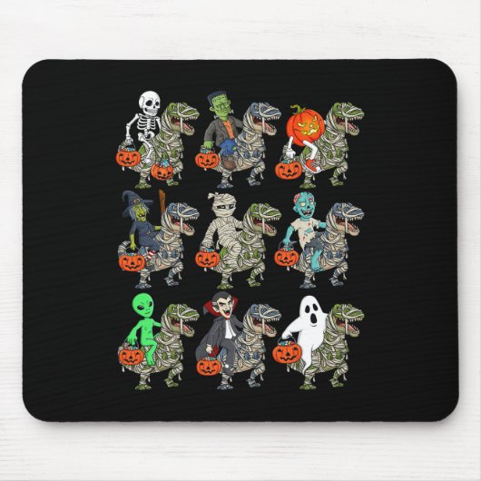 Halloween Skeleton Zombie Riding Mummy T Rex Vampi Mousepad (Vorne)