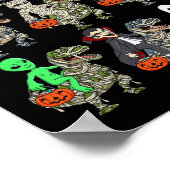 Halloween Skeleton Zombie Riding Mummy T Rex Vampi Poster (Ecke)