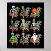 Halloween Skeleton Zombie Riding Mummy T Rex Vampi Poster (Vorne)