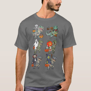 Halloween Skeleton Zombie Riding Mummy T Rex Vampi T-Shirt