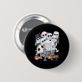 Halloween Skeleton Zombie Riding T Rex Funny Pumpk Button (Vorne & Hinten)