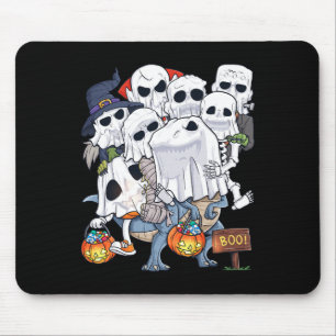 Halloween Skeleton Zombie Riding T Rex Funny Pumpk Mousepad